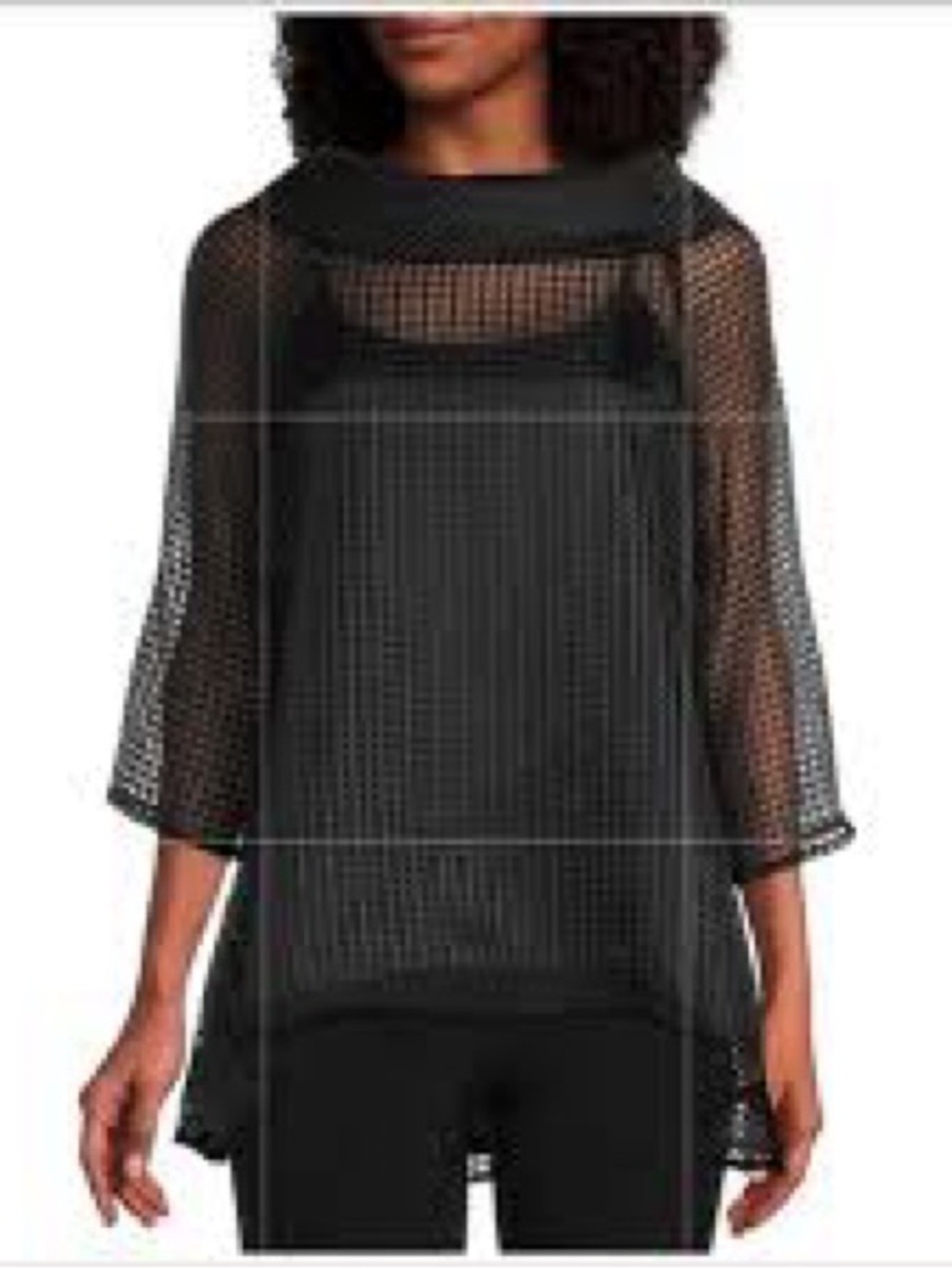 IC COLLECTION Black Grid Sheer Tunic